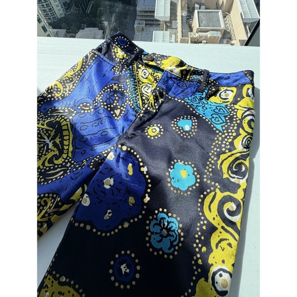 Moschino Pants - VTG 90s Moschino Psychedelic Print Satin Pants Jeans Made in Italy Size 30